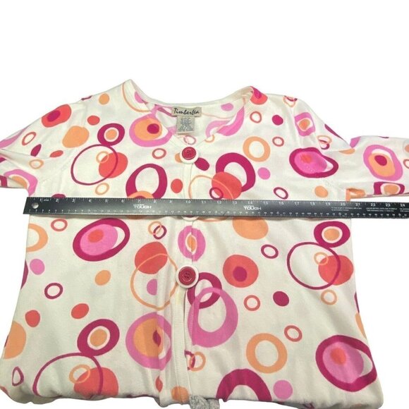 TIMBERLEA Sweater Button Front Long Sleeve White Pink M 63-9 - Picture 6 of 12